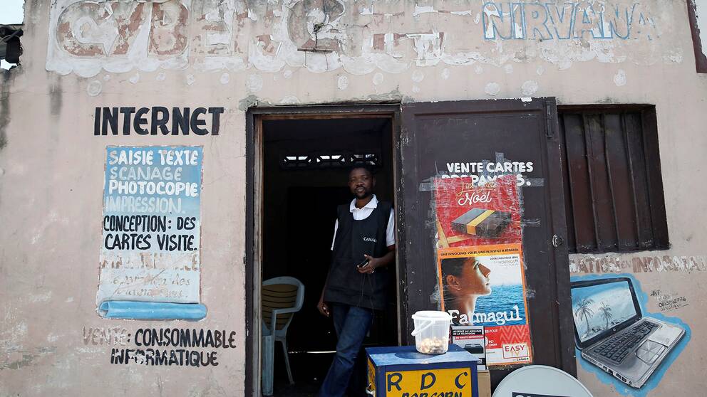 Ett internet-café i Kinshasa