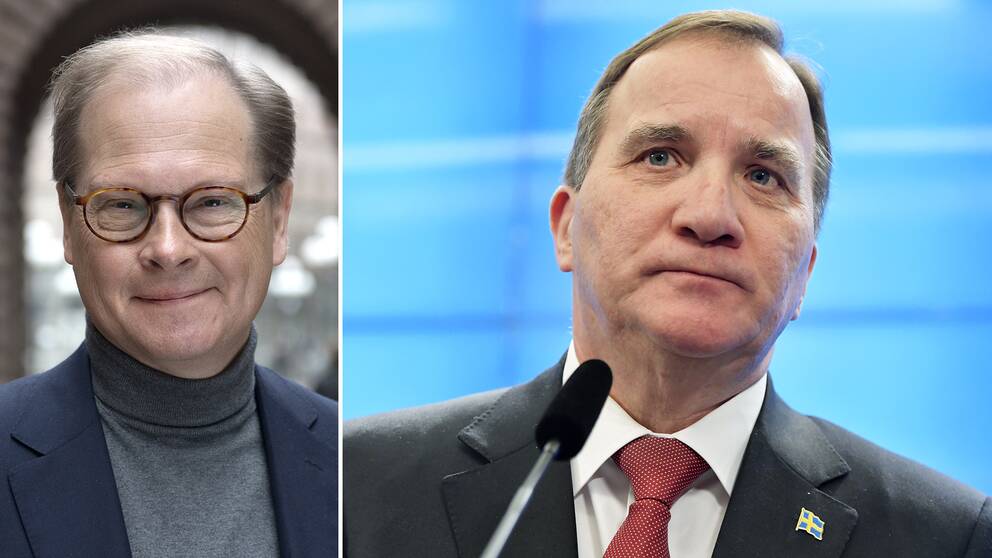 SVT:s politiska kommentator Mats Knutson och statsminister Stefan Löfven (S).