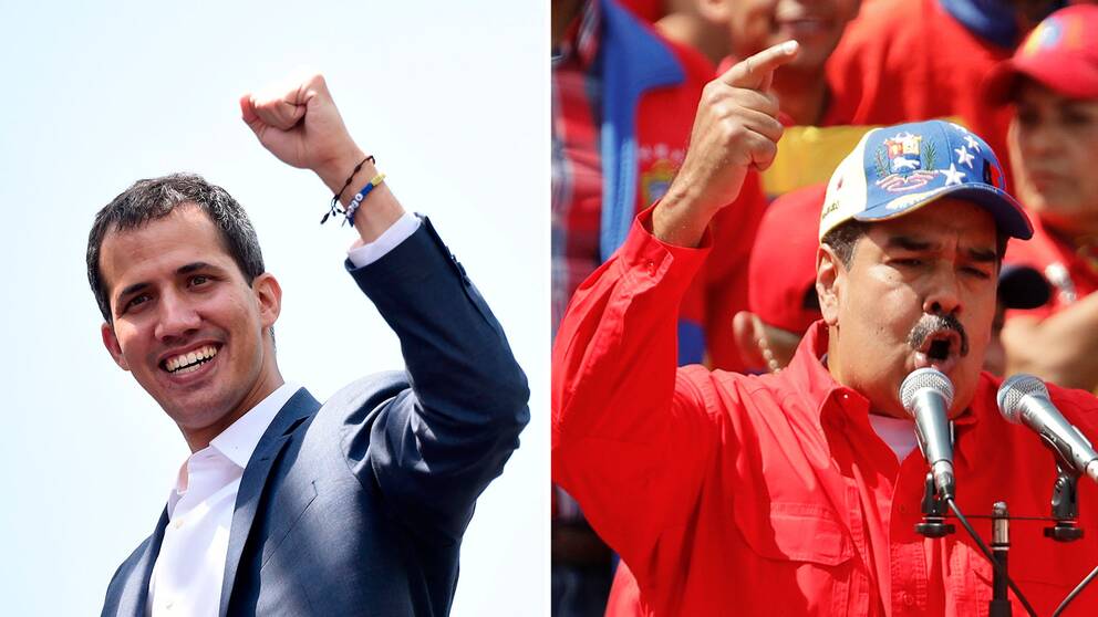 Juan Guaidó och Nicolás Maduro.