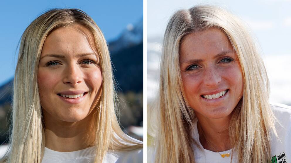 Frida Karlsson (till vänster) jämförs med världens bästa längdåkare Therese Johaug (till höger).