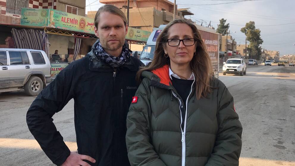 Niclas Berglund och Sanna Klinghoffer, SVT:s team i Syrien.