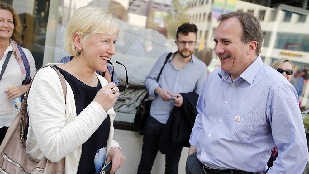 Margot Wallström och Socialdemokraternas partiledare Stefan Löfven i Göteborg.