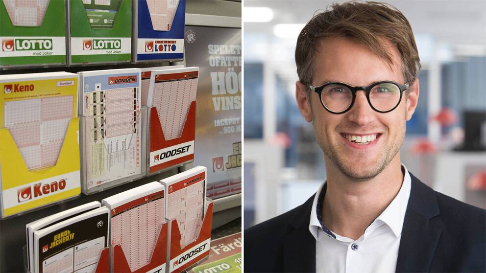 Interiör från en spelbutik. Spelkuponger för spel på Lotto, Keno och Oddset från Svenska spel. Magnus Fridell är vinnarkommunikatör på Svenska spel.
