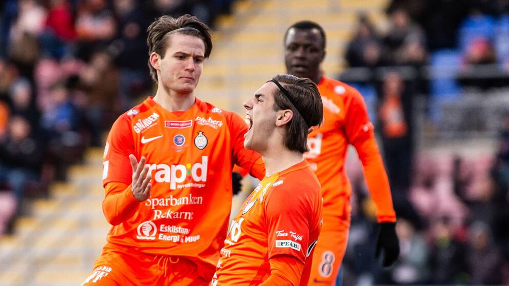 AFC Eskilstunas Adi Nalic jublar efter 3-1-målet mot IFK Göteborg.