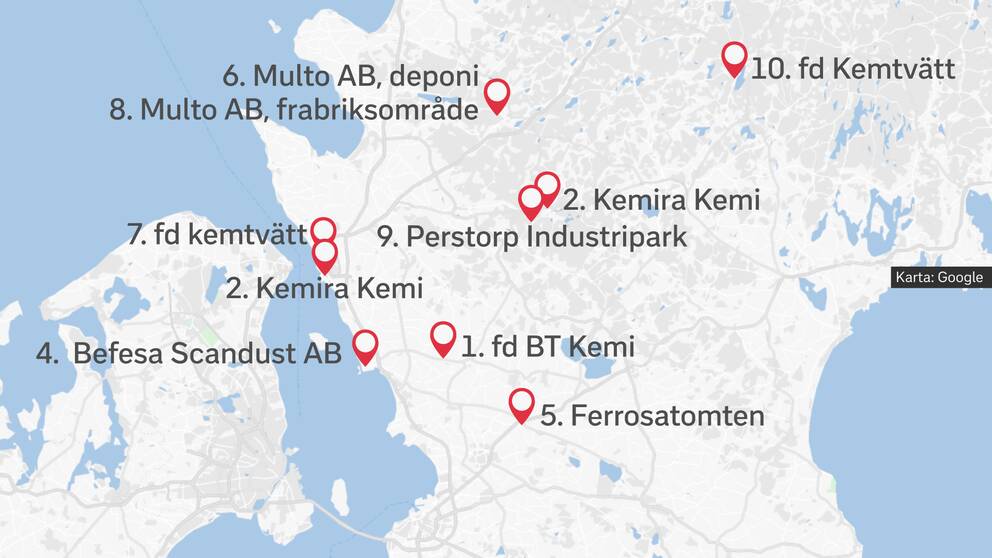 BT Kemi i Teckomatorp toppar listan över Skånes högst prioriterade förorenade platser.