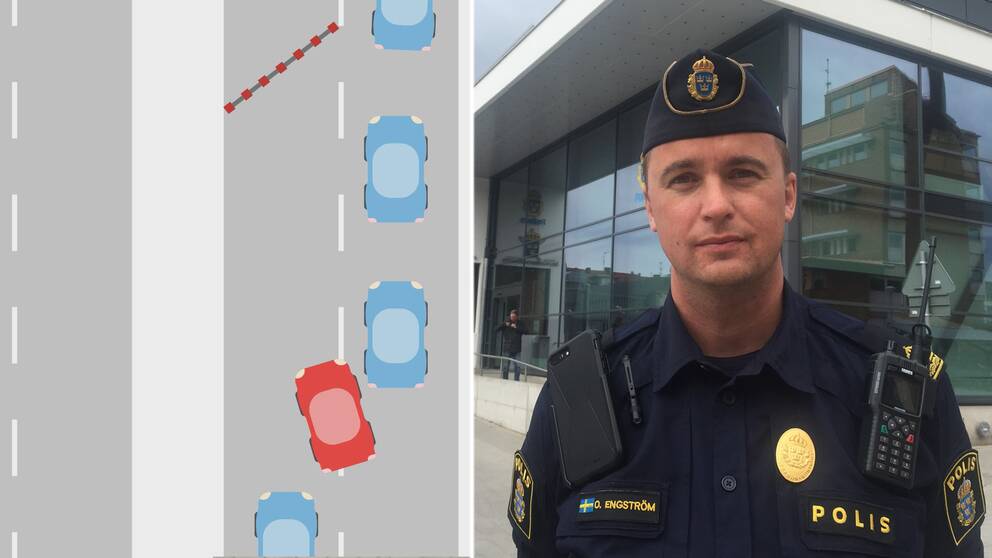 I klippet kan du se exempel på vad som är okej att göra och inte. Ola Engström, trafikpolis i Halland, svarar även på vad som kan ge böter. 