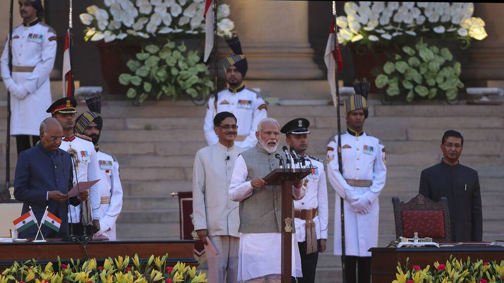 Narenda Modi under ceremonin.