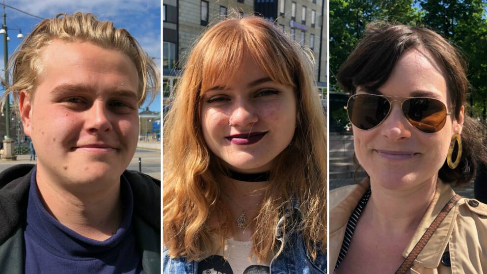 Tobias, Ida och Klara utomhus i centrala Göteborg.