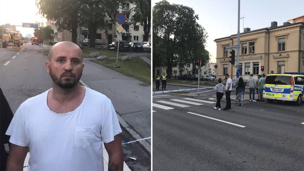 Toni Aziz befann sig tillsammans med sin mamma i deras lägenhet alldeles vid explosionen när den inträffade. Hans mamma fick åka till sjukhus men klarade sig undan allvarliga skador.