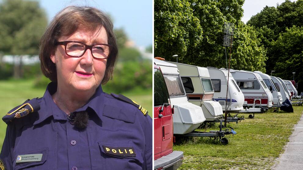 Ewa-Gun Westford, presstalesperson polisregion syd. Husvagnar på camping.