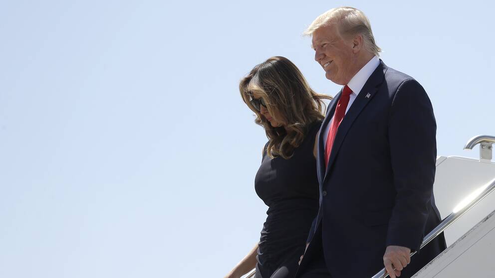USA:s president Donald Trump och hustrun Melania Trump anländer till El Paso internationella flygplats på onsdagseftermiddagen, lokal tid.