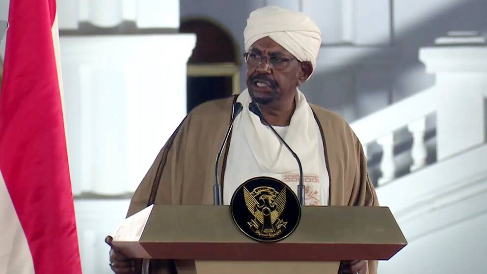 Sudans tidigare president Omar al-Bashir i ett tal från innan han avsattes. Arkivbild.