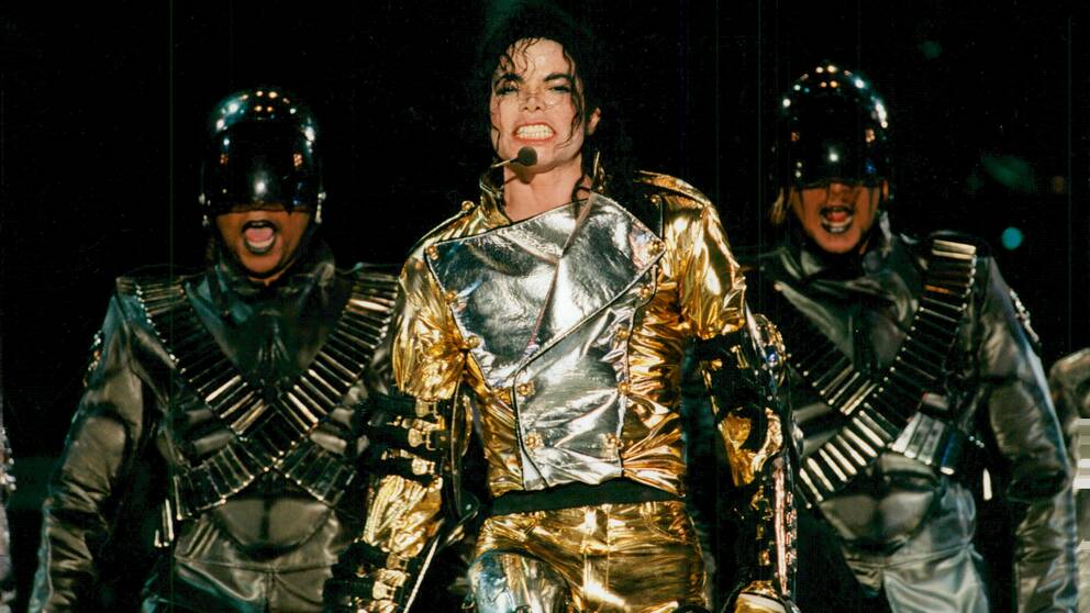 Michael Jackson uppträder på Ullevi Stadium under sin Europaturné 1997. 