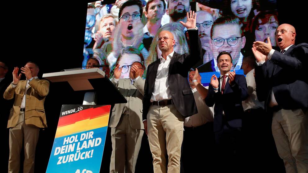 Andreas Kalbitz, som tidigare ledde partiet i Brandburg, men som nu uteslutits för att han tidigare varit med i ett högerextremt parti.
