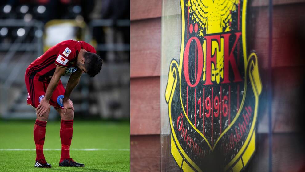 Arkivbild på Rewan Amin, och en bild på Östersunds FK:s klubbemblem