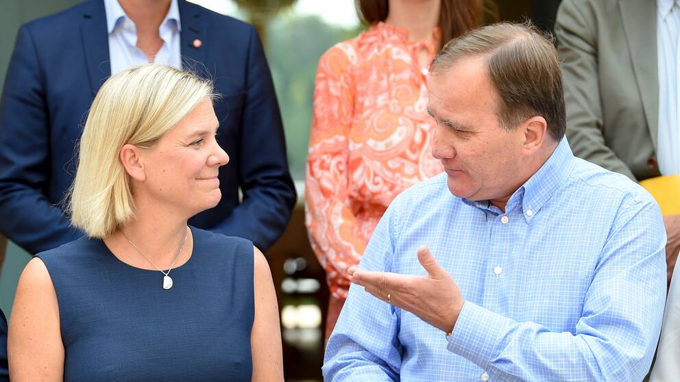 Finansminister Magdalena Andersson (S) och statsminister Stefan Löfven (S) när regeringen samlades på Harpsund i augusti för att se över det ekonomiska läget och förutsättningarna för 2020 års budget.