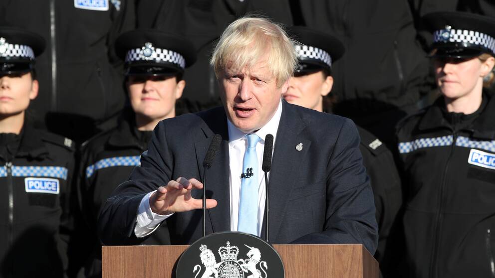 Boris Johnson när han talade i West Yorkshire under torsdagen.
