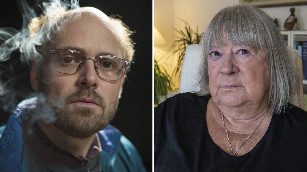 bildmontage med skådespelaren David Dencik som Thomas Quick och Anna-Clara Asplund