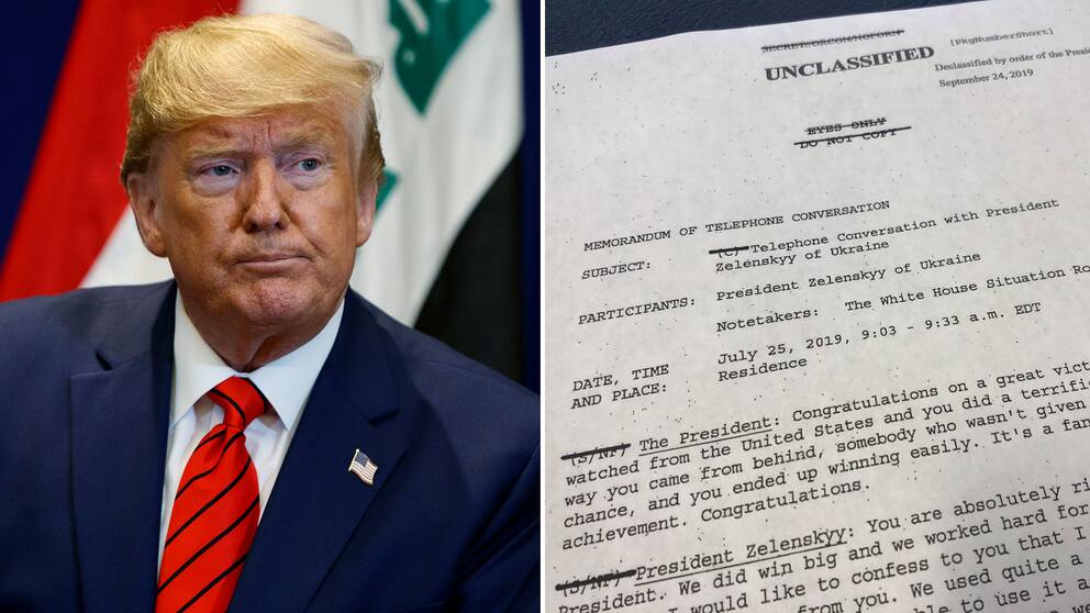 Utskriften av Donald Trumps samtal med Ukrainas president Volodymor Zelenskij.