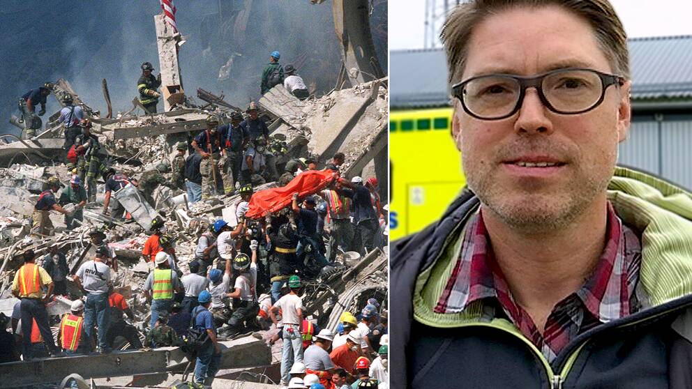 räddningspersonal vid World Trade Center, New York, 2001. Fredrik Granholm, överläkare inom ambulanssjukvården i Västernorrland.