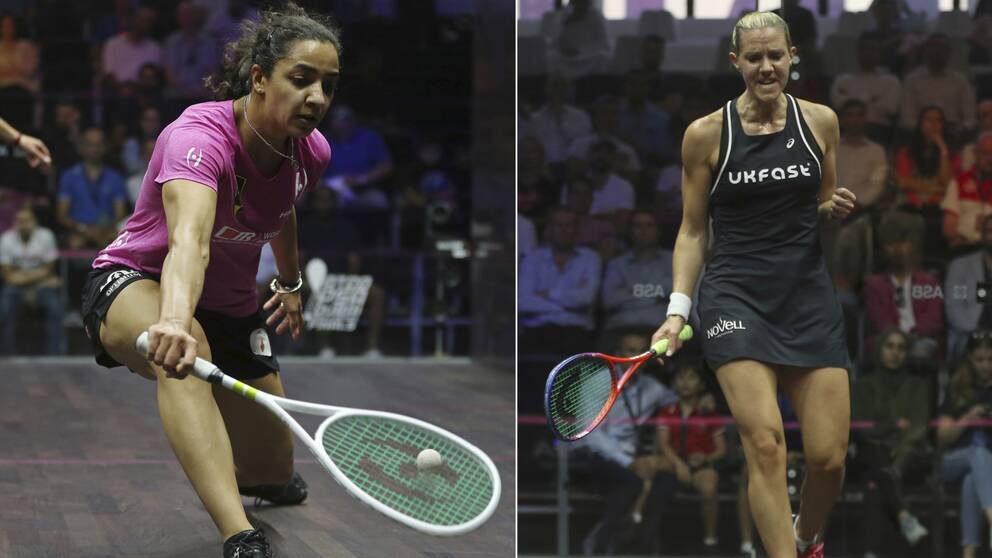Världsettan Raneem El Welily till vänster och Laura Massaro.