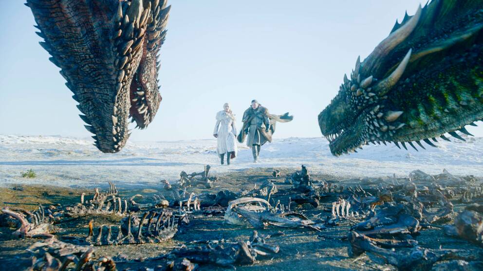 Emilia Clarke och Kit Harington som Daenerys Targaryen och Jon Snow i den sista säsongen av Game of Thrones.