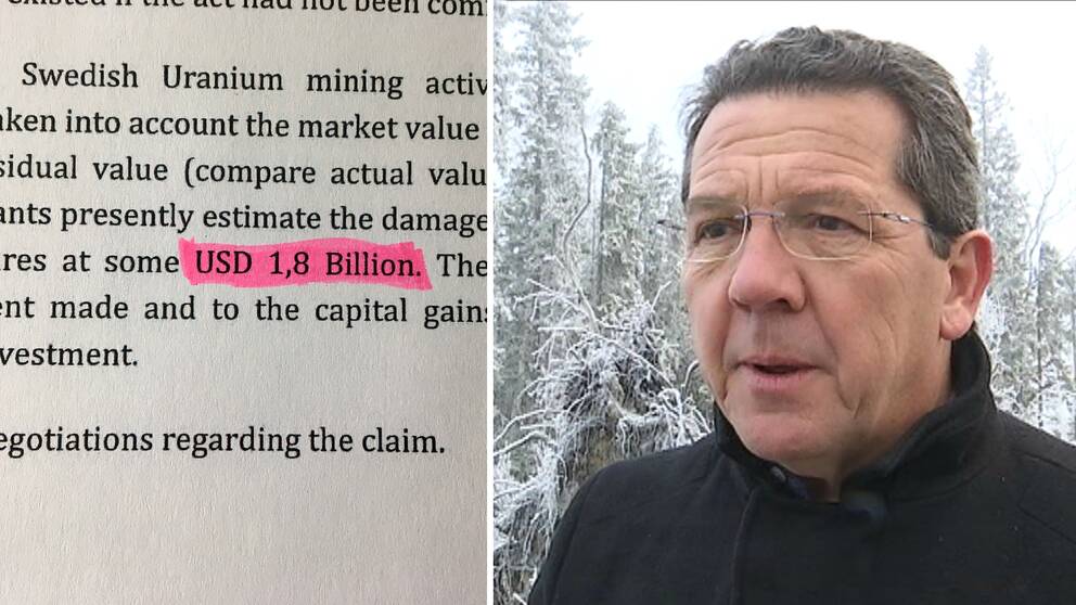 Bild på papper med bla texten USD 1,8 Billion och bild på Peter Reeve, vd på Aura Energy
