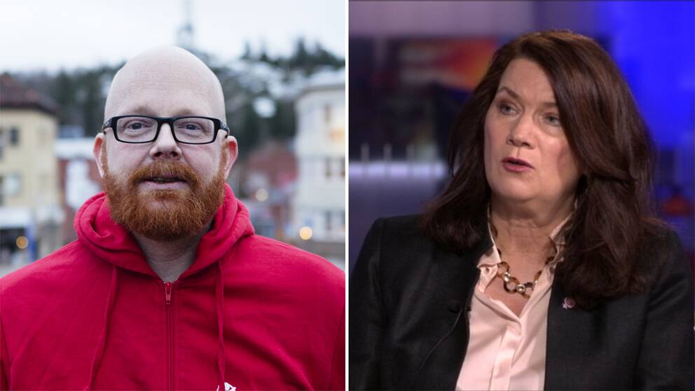 Ola Mattson Sverigechef på Rädda barnen till vänster. Ann Linde i SVT Aktuellt till höger.