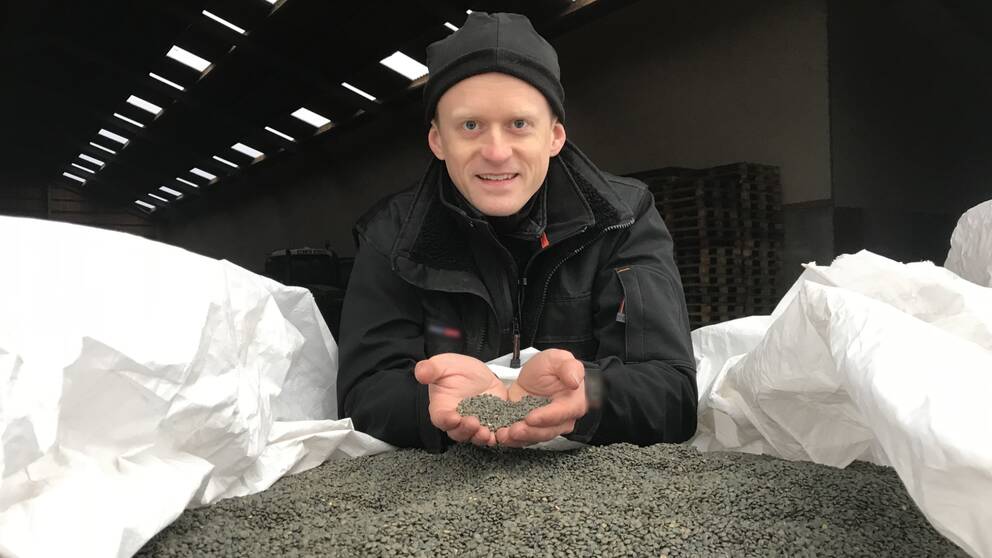 Philip Hedeng är den enda lantbrukaren från Halland som deltar i Lantbruksuniversitetets forskningsprojekt med att odla linser. Resultatet av skörden har visat sig vara positivt.