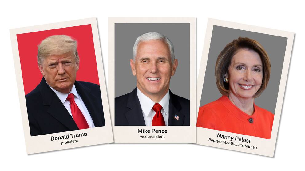 Donald, Trump, Mike Pence och Nancy Pelosi