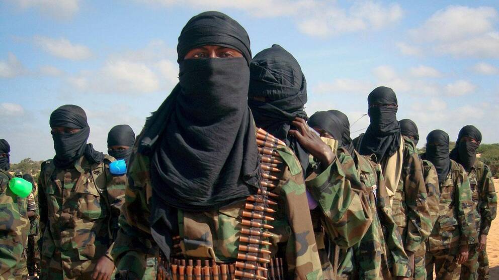 al-Shabab under en samling i somaliska Mogadishu.