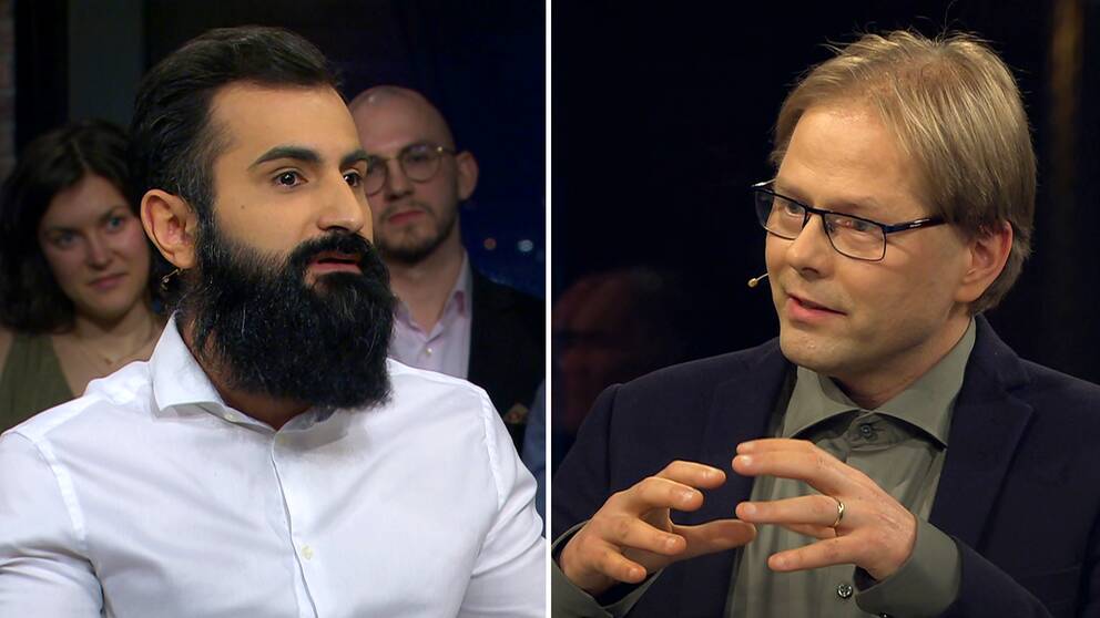 Ett foto på Hanif Bali, moderata riksdagsledamot, och ett foto Anders Lindberg, politisk chefredaktör på Aftonbladet.