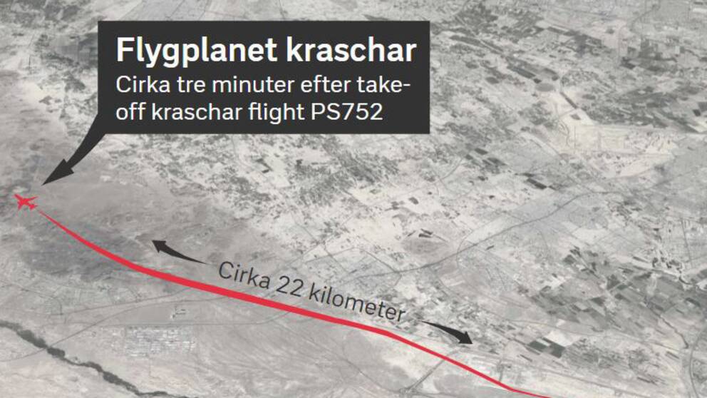 En bild med grafik som visar flygets resa
