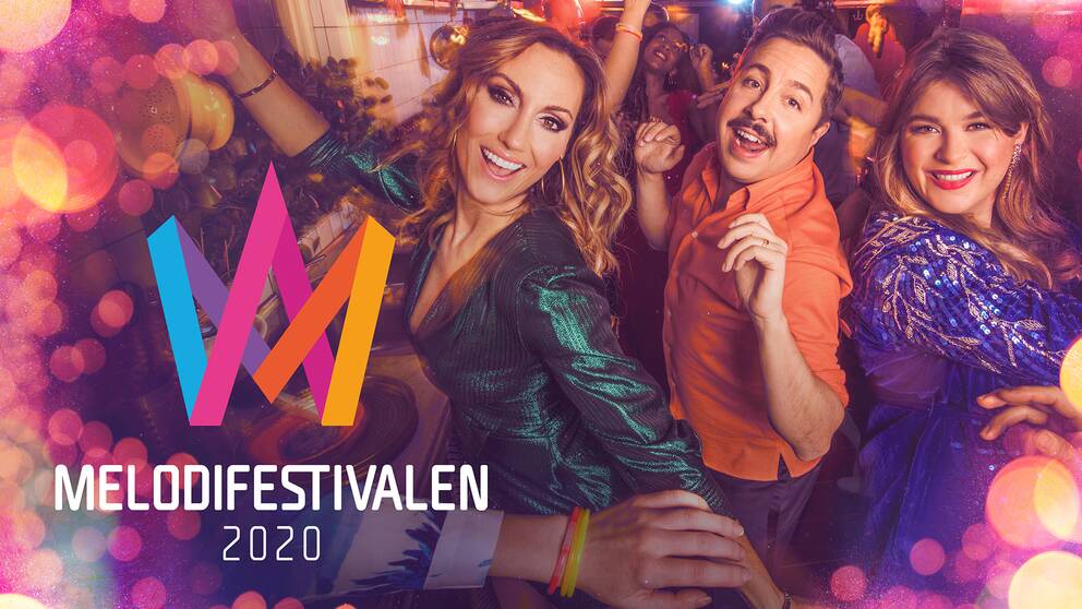 Lina Hedlund, David Sundin och Linnéa Henriksson, programledare för Melodifestivalen 2020.