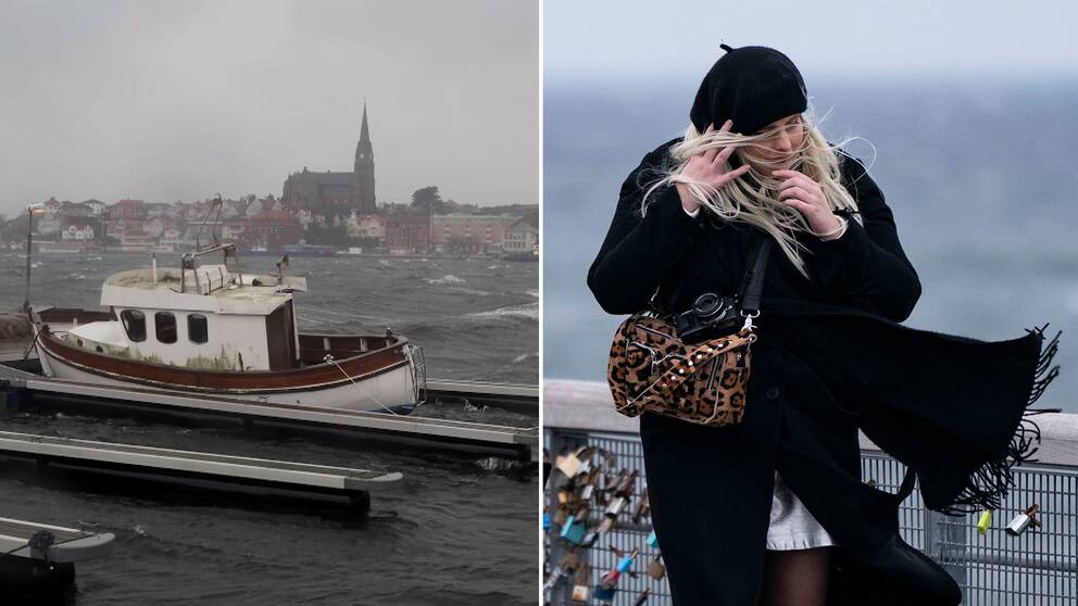 Stormvindar i Lysekil och i Västra hamnen i Malmö.