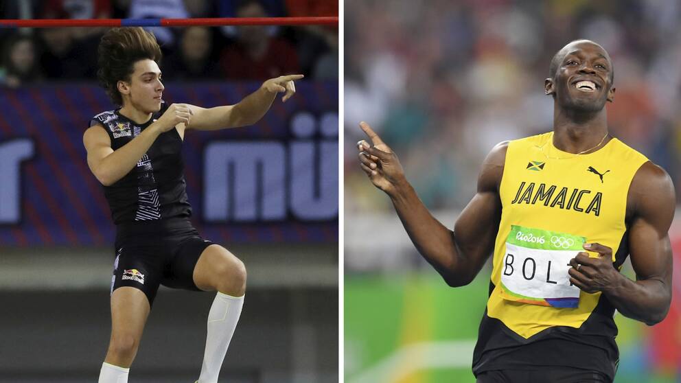 Armand Duplantis och Usain Bolt.