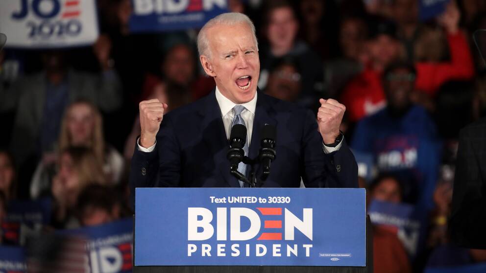 Joe Biden talar till sina väljare.