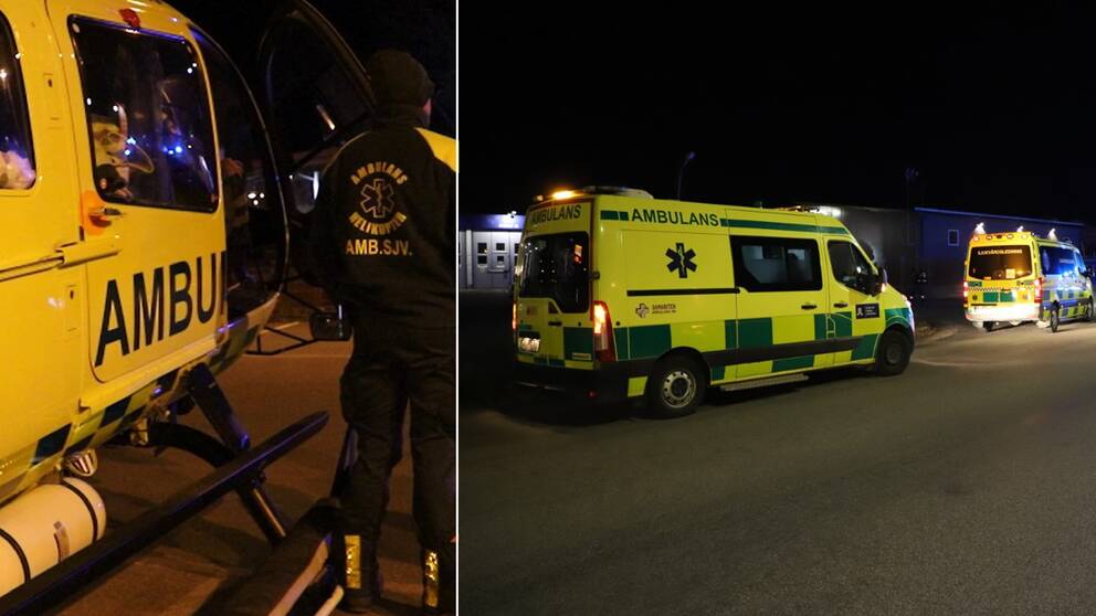 Flera ambulanser, inklusive ambulanshelikopter, kallades till platsen under torsdagskvällen.