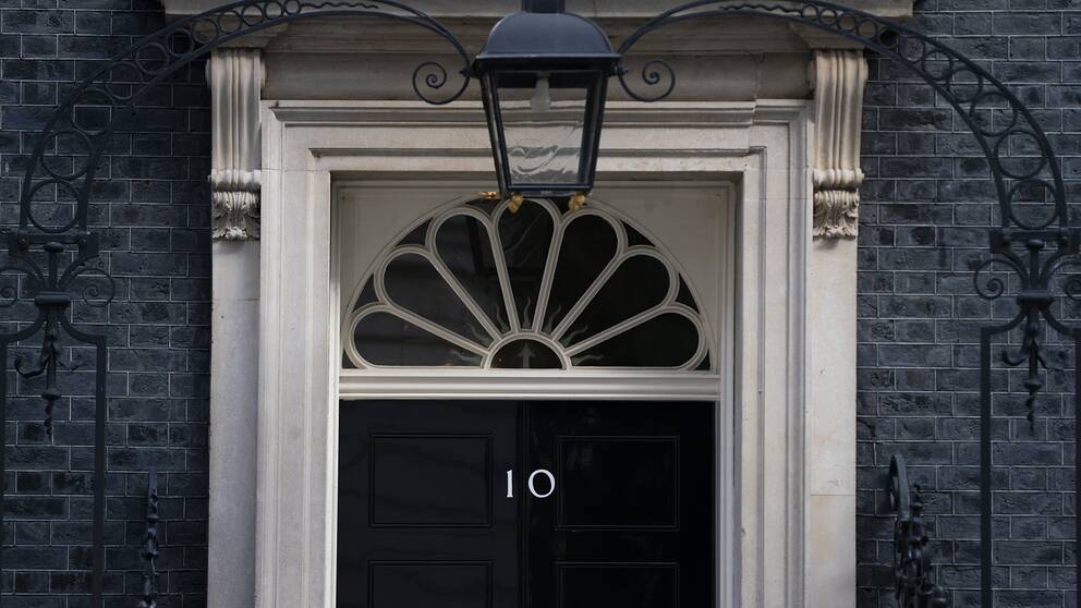 Bild på 10 Downing Street. Den brittiska premiärministerns officiella residens.