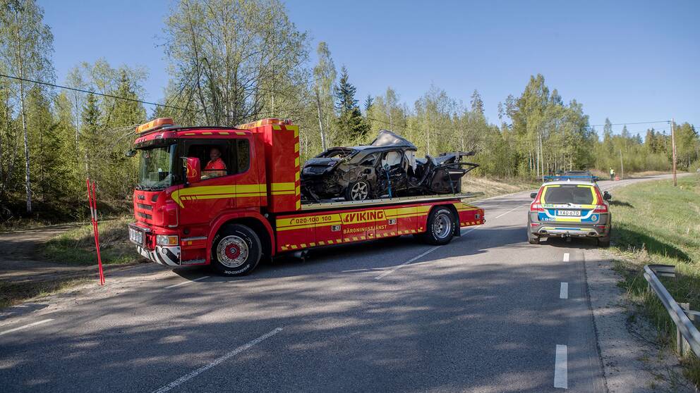 Singelolycka vid Sörfors strax utanför Sundsvall natten mot söndagen. Fem personer fördes till sjukhus med allvarliga skador.