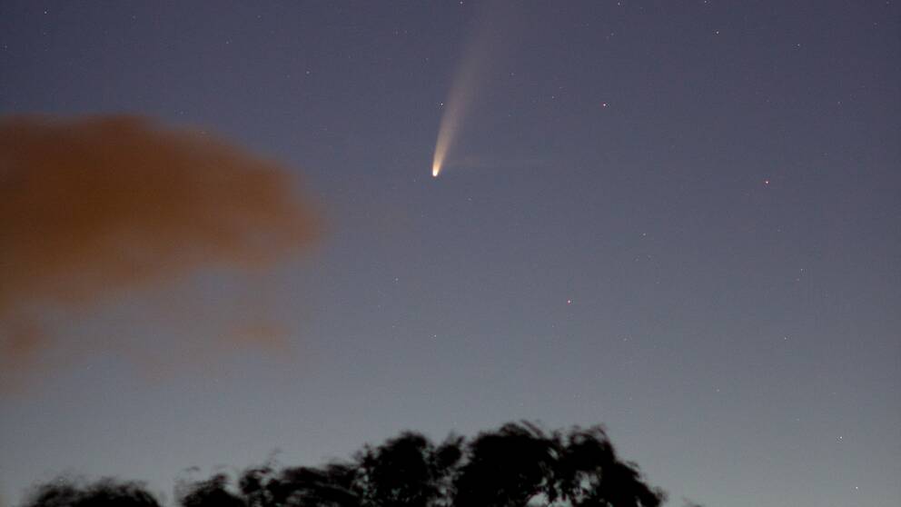 Bengt Ask fotograferade kometen Neowise från Strandhusen i Lomma med centrum rakt under den natten till måndag.