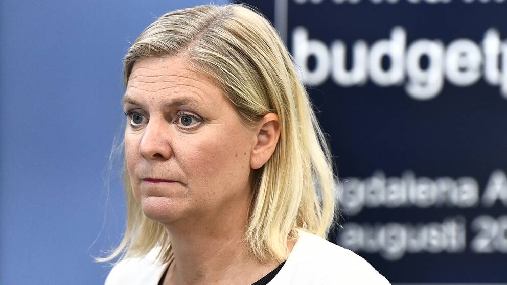 Magdalena Andersson under torsdagens presskonferens.