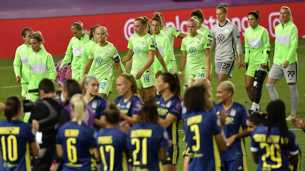 Wolfsburg deppar efter förlusten i Champions League-finalen mot Lyon i söndags.