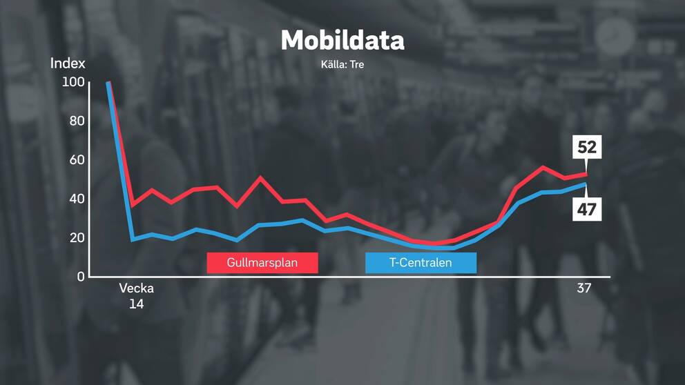 Grafik över mobiltrafik i Stockholm.