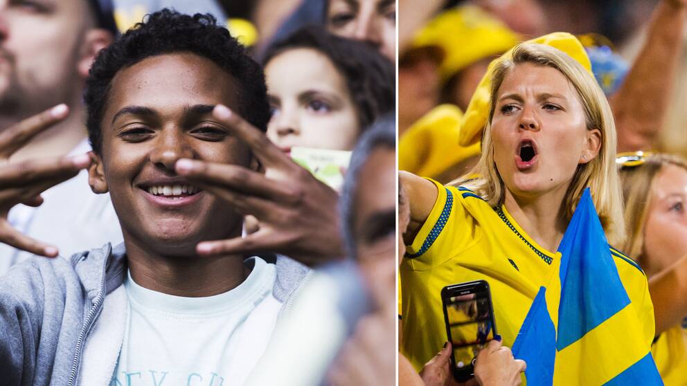 Supportrar på läktarna.