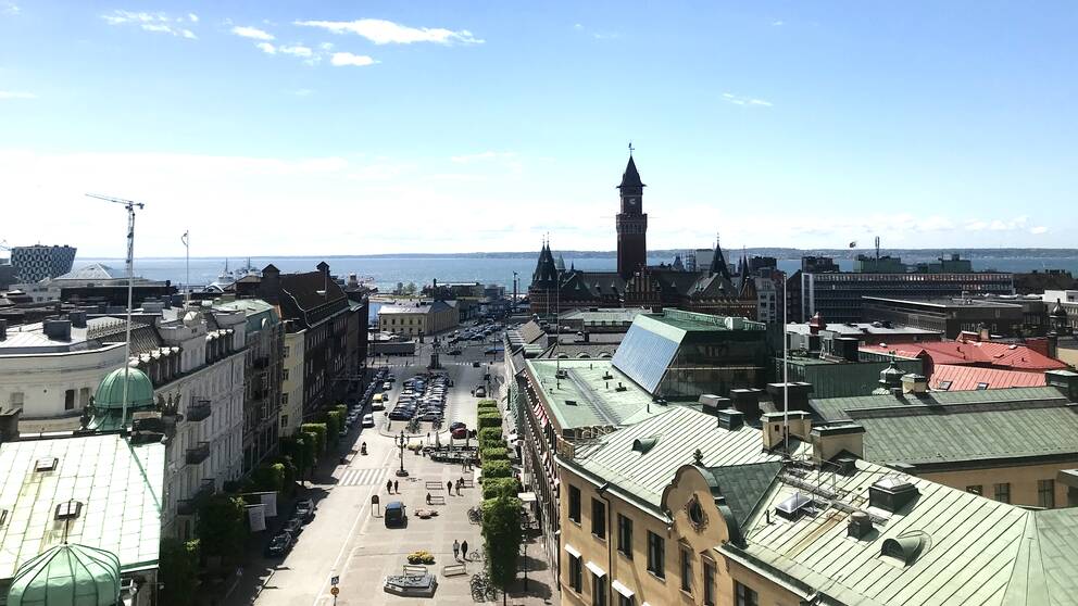 Utsikt från terasstrapporna i Helsingborg