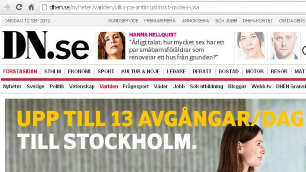 Skillnaderna mellan Dagens Nyheters sajt och hen-versionen är små.
