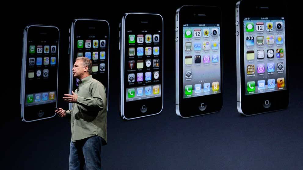 Apples marknadschef Phil Schillervid lanseringen av den nya Iphone 5 vid Apples presskonferens i San Francisco.
