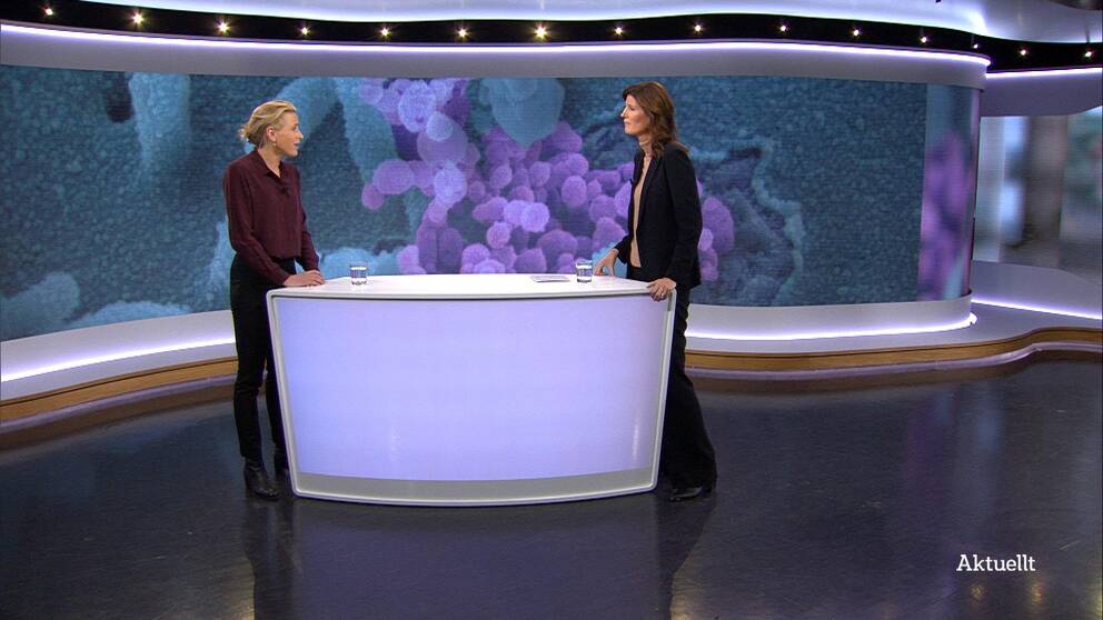 Cecilia Gralde intervjuar Karin Hildebrand i Aktuelltstudion.
