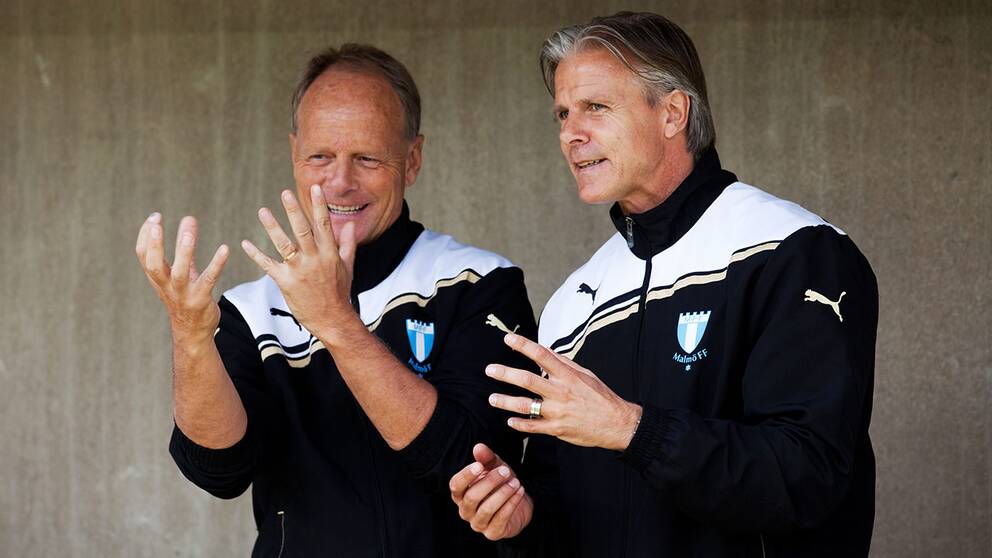 Anders Palmér här tillsammans med dåvarande MFF-tränaren Roland Nilsson.